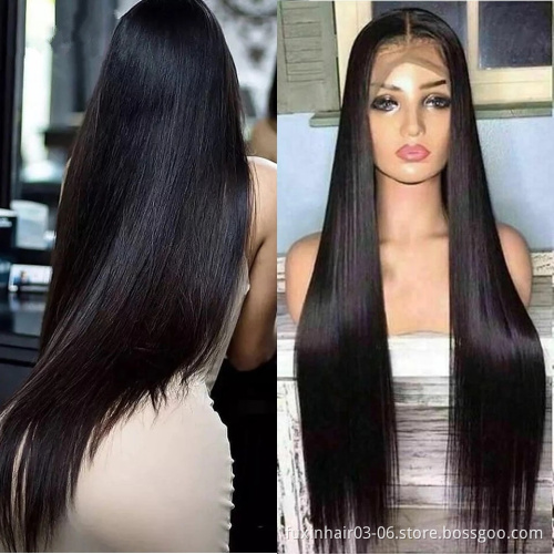 Wholesale Super Double Drawn Bone Straight Lace Frontal Wig Transparent Lace Human Hair Front Wig For Women 30 Inch Long Closure